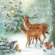 20-ct 13x13 Snowfun Christmas Napkins for Decoupage Christmas Paper Napkins Christmas Napkins Paper Animal Winter Napkins Beautiful Christmas Napkins for Kids Deer Napkins Forest Celebration in Snow