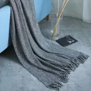 120*240cm Cozy Decorative Knit Woven Throw Blanket Sofa Throw Bed Throw Bed Blanket - Black