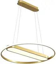 led lamp Chandelier dimmable with Remote Control, Golden Round Aluminum Dining Table Pendant Light Minimalist Hall Restaurant Circle Ceiling Lighting,c Height Adjustable, ø60cm