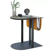 Fin Fashion Gray &Orange Leather Side Table Accent Snack Couch Bedside Table Storage