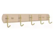 Wall Mount Coat Rack Wooden Modern 4 Hooks Stainless Steel Mounted
