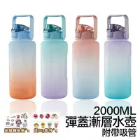 在飛比找momo購物網優惠-【ZTMALL】彈蓋式漸層運動水壺2000ml