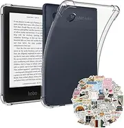 Clear Case for 6 inch Kobo Clara Colour/Clara BW/Kobo Clara 2E eReader/ 2in 1 Case with 50 Stickers,Lightweight and Scratch-Proof Silicone Back Cover