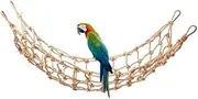 Parrot Bird Climbing Net, Cotton Rope Cage Wood Hemp Rope Ladder Toy, Play Gym Hanging Swing Net Parrot Perch Hammock Toy Decor for All Kinds of Parrot