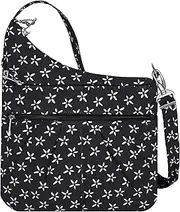 [Travelon] Anti-Theft Signature 3 Compartment Crossbody, Straight Pocket, A B/W Small Flower Print, One Size