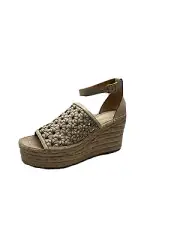 Tory Burch Basketweave Espadrille Wedge Sandal Size 10 Color New Cream Leather