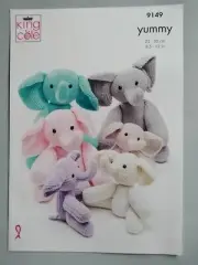 ELEPHANTS in two sizes 22-30cm, 12ply - KING COLE Knitting Pattern 9149