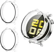 Pack of 2 Hard Case for Huawei Watch GT5 41 mm Tempered Glass Protective Case Hard PC Case Ultra Thin Glass Protective Case All-Round Screen Protector for Huawei Watch GT5 41 mm – Transparent +