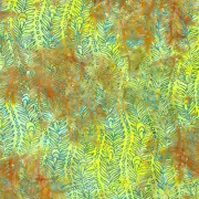Island Batik - Peacock Galore - Wavy Peacock Feather - Sunset, Fabric BTY