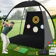 Golf Net Golf Practice Net and Mat for Backyard Driving 10x7ft Golf Hitting N...