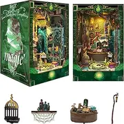 Roroom DIY Book Nook Kit, DIY Dollhouse Bookshelf Insert Decor Alley,3D Wooden Puzzle with LED Lighting Book Nook Wood Bookend Model Building(SQ41)