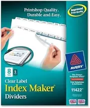 Wholesale CASE of 10 - Avery Index Maker Copier Clear Label Dividers-Label Dividers, Punched, Reinforced Edge, 8-Tab, 5 ST/PK, WE