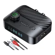 Bluetooth 5.3 Transmitter Receiver Stereo LED Screen 3.5MM AUX for Car C6H8