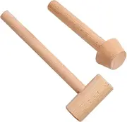NUOBESTY Handmade Wooden Egg Tart Molds Baking Tools Mini Hammers Pushers Mallets