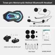 Bluetooth Motorcycle Intercom Headset 6 Riders 1200M Range FM Audio 5.