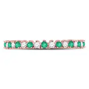 10k Rose Gold Round Emerald Diamond Stackable Band Ring 1/5 Cttw
