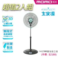 在飛比找momo購物網優惠-【大家源】14吋360度旋風立扇/電風扇(TCY-8106)