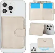GOYIDA for Magsafe Wallet Magnetic Card Holder, PU Leather RFID Blocking Kickstand Phone Wallet for iPhone 16/15/14/13/12 Pro/Max/Plus (White)
