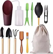 JasCherry 11Pcs Mini Bonsai Tools Set Gardening Transplanting Tools Succulent Plant Tools Set for Shovel Operation Convenient Indoor and Outdoor Small Fairyland Garden Plant Care