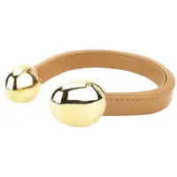 在飛比找PChome24h購物優惠-BOTTEGA VENETA 小羊皮環金珠C型開口式手環(棕