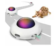 Interactive Indoor Cats Toys, Rotating Feather UFO Toys with Intelligent Mode, Low Noise & Auto Shutdown