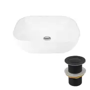 ACA 490x395mm Ceramic Basin Sink Vanity Above Counter Gloss White Rectangle Hand Wash With Pop Up Waste Set