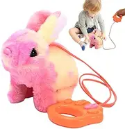 Electronic Bunny Toy, Cute Walking Bunny Toy, Rabbit Interactive Electronic Pet, Plush Bunny Toy, Electronic Animated Rabbit Walking Toy, Walking Animal Toy with Sounds/Rope for Kids Easter