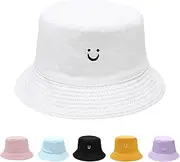 [Sinsinfuns] Kids Sun Hat Smile Face Toddler Bucket Hat for Boys Girls Summer Sun Protection Cotton Beach Hat