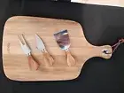4Pcs Cheese Board Set Premium Wood Charcuterie Serving Board wtth Cheese Knife