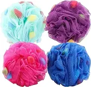 BTYMS Premium Mesh Poufs (65g/pcs) Bath Sponges Shower Loofahs Exfoliating Shower Puff - Great for Body Wash Pack of 4