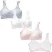 [FEOYA] 4/5 Pieces Girl Sports Bras School First Bras Seamless Training Padded Bras Kids Children Cotton Underwear Crop Top Wireless Bralette One Size for 7-14 Years