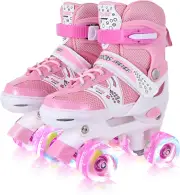 Roller Skates for Girls and Kids, 4 Sizes Adjustable Roller Skates, with All Whe