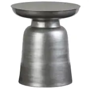 Pemberly Row 16" Modern Premium Solid Metal Accent Side Table in Silver