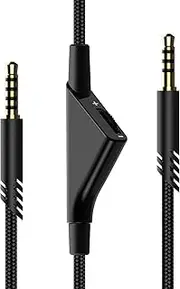 Replacement for Astro A40 Cord, A10 Headset Cable Braided Wire, 6.5 Feet/2.0 M Volume Control Cable Compatible with Astro A40TR/A40/A10 Gaming Headsets Cord (Black)