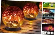 Solar Globe Lights Outdoor Waterproof-Solar Balls for 2 Globes Gradient red