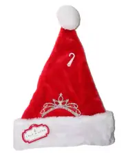 Trim A Home Red White Faux Fur Christmas Holiday Santa Hat w/ Tiara Crown- OSFM