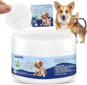 Pet Gentle Teeth Wipes, 60 Pcs Universal Cat & Dog Grooming Wipes, Natural and Safe for Removing Dirt Crust and Discharge, Hypoallergenic for Teeth, Ear, Nose