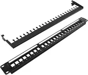 Tedgetal 24-Port Blank Keystone 1U Patch Panel, 19" Rackmount or Wall Mount Network