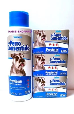 4PACK SHAMPOO + JABÓN DEL PERRO CONSENTIDO PREVIENE PULGAS, PIOJOS Y GARRAPATAS