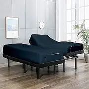 Cottington Lane Split Queen Size Fitted Sheets Only, Hotel Quality Microfiber 15 Inch Deep Pocket Adjustable Bed Two 30 x 80 Bottom Sheets, Ultra Soft, Breathable & Durable,Navy Blue