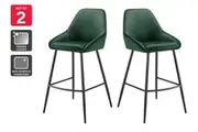 Set of 2 Shangri-La Monaco Velvet Bar Stools (Olive Green/Black)