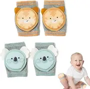 [LCMGKRUNSC] 2 Pairs Baby Knee Pads for Crawling, Baby Knee Protectors Breathable Crawling Knee Pads with Sponge Pad, Anti-Slip Knee Pads Leg Warmers Protective Cover for Unisex Babies Infant Toddler