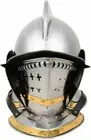 Bergonet Knight's - Jousting Closed Helmet in Steel Brass Trim Rustic Vintage
