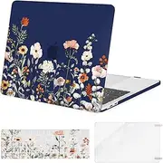 MOSISO Compatible with MacBook Pro 13 inch Case M2 2025, 2024, 2023-2016 A2338 M1 A2251 A2289 A2159 A1989 A1708 A1706, Plastic Garden Flowers Hard Case&Keyboard Cover&Screen Protector, Blue