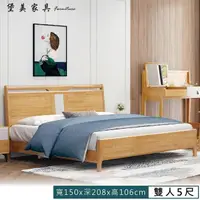 在飛比找momo購物網優惠-【PB FURNITURE 堡美家具】實木簡約5尺雙人床(原