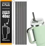 VITEVER Replacement Straw Compatible with Stanley 40 oz 30 oz Cup Tumbler, 6 Reusable Straws with 1 Cleaning Brush,Plastic (Grey)