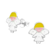 Kids Silver Angel Stud Earrings