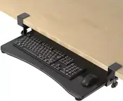 Keyboard Tray under Desk Pull Out with C Clamp Mount, Computer Keyboard & Mouse
