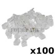 100 Pack - RJ12 6P6C CAT3 Cable Telephone Crimp-On Connector Modular Plug Ends