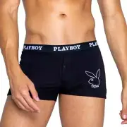 Modal Boxer Briefs Playboy Tuxedo Logo Elastic Waistband Soft Black White LI142
